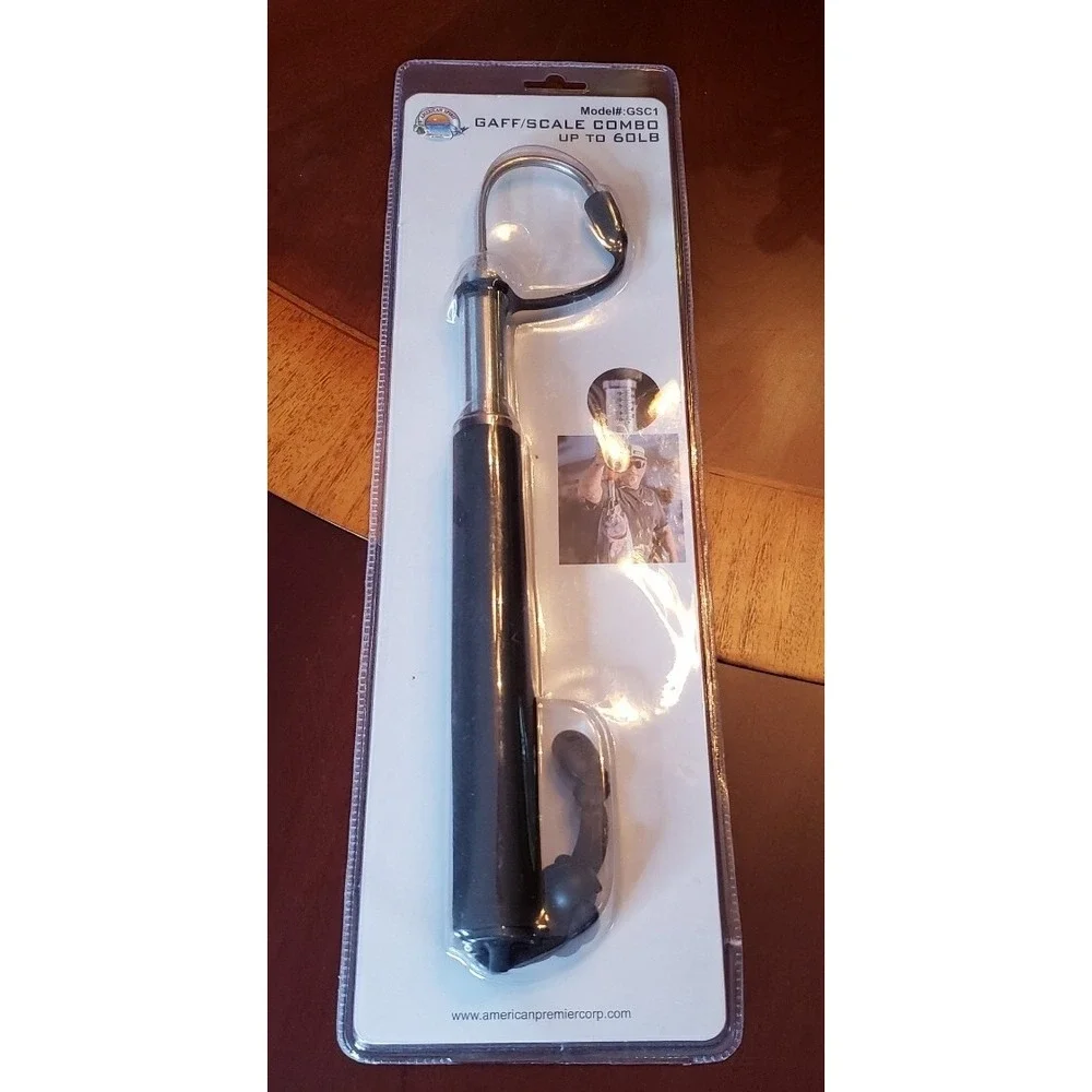 Gaff/Scale Combo with Readings up to 60 lbs. Wrist Lanyard Foam Handle Stainless